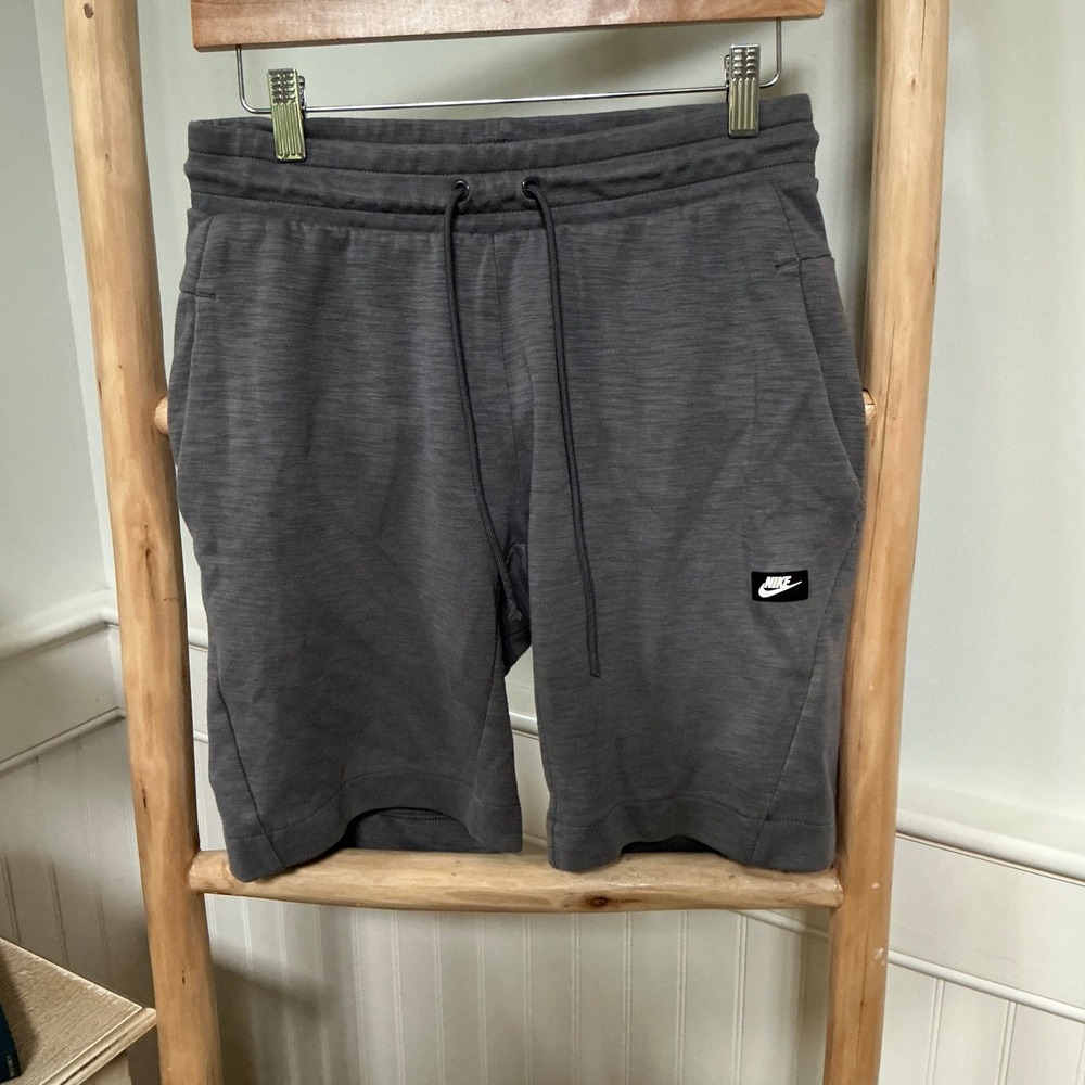 Nike‎ Mens Sportswear Knit Shorts Charcoal Gray Heather Drawstring Size S Small